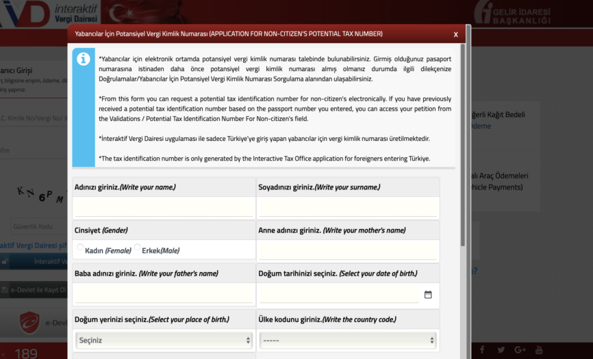 turkey tax number format